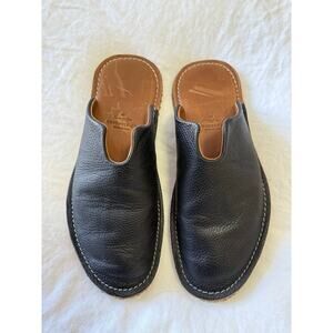 WP STANDARD Mr. Grumpy | Men’s M (9-10) | Black Leather Mule Slippers Minimilist